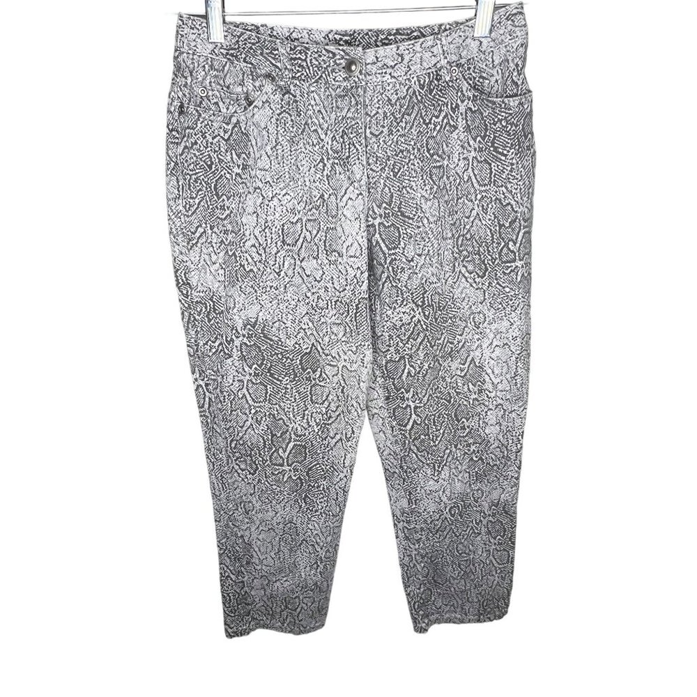 Snake skin Ruby Ra petite Women’s 4P Jeans gray white five pocket Straight leg